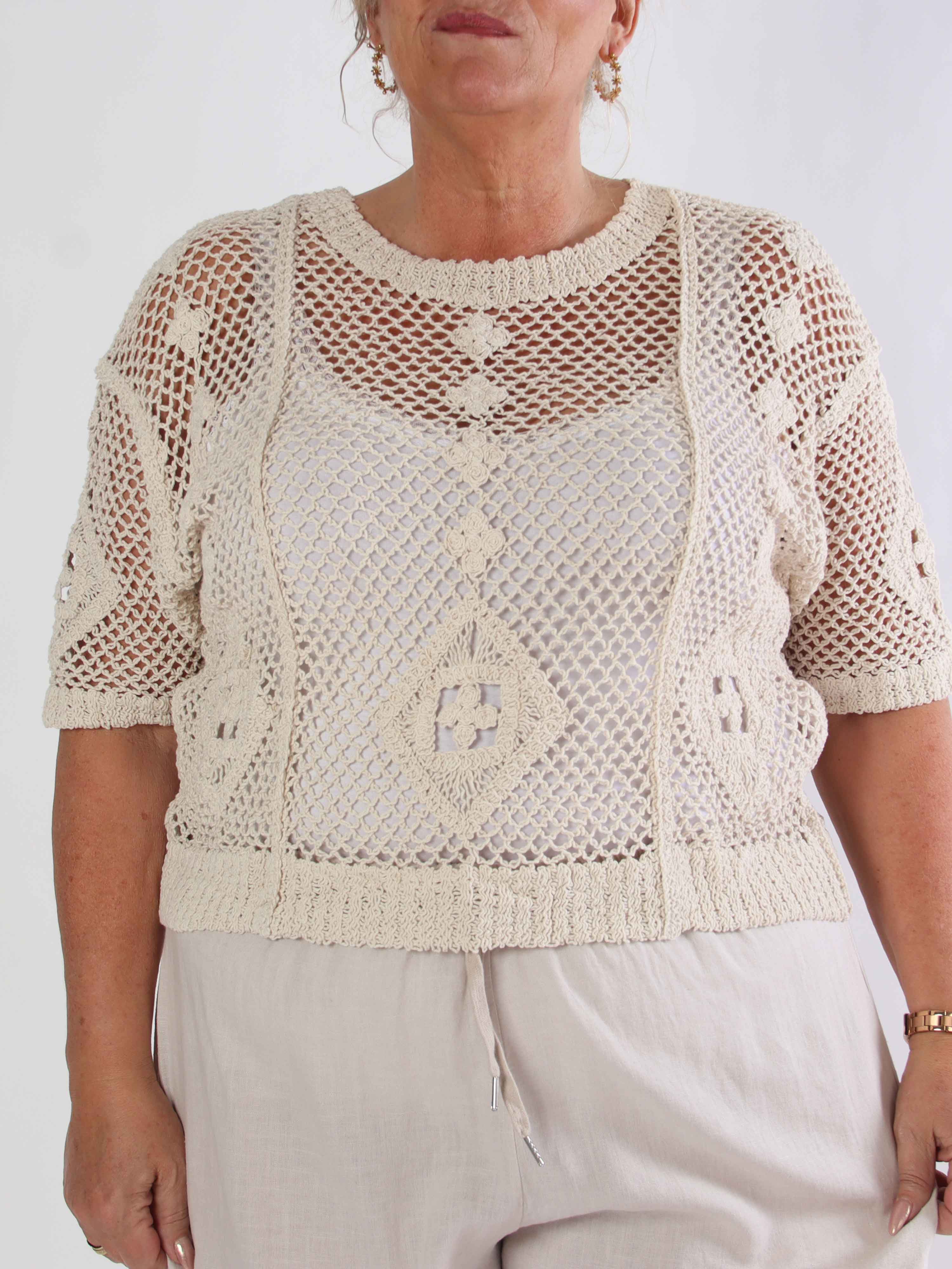 Ivy - Feminin virkad plus size blus i bomull